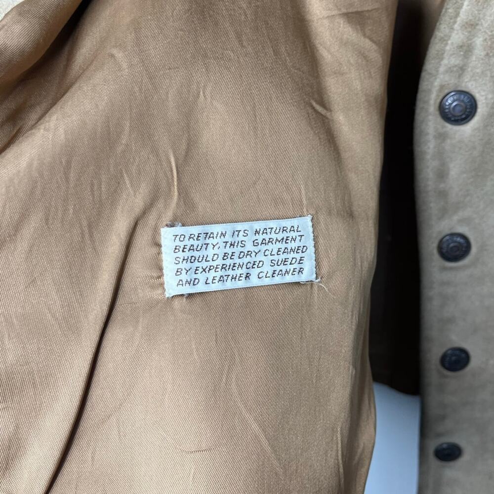 Vintage 70s Levi’s Tan Suede Leather Vest Western Graphic Back Size Medium - Picture 6 of 7
